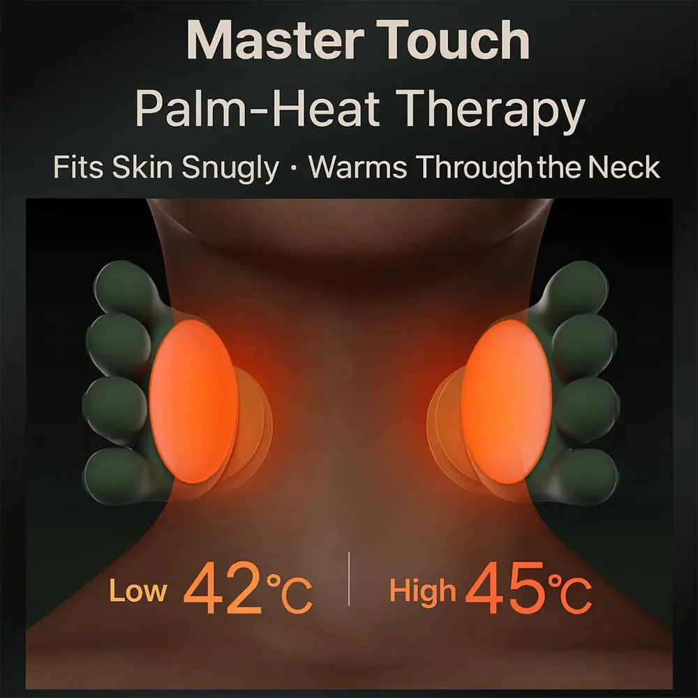 Neck Shoulder Massager with Heat – Wireless Deep Tissue Shiatsu Massager Real Touch Therapy Massager 3 Modes, 40°C/45°C Heating