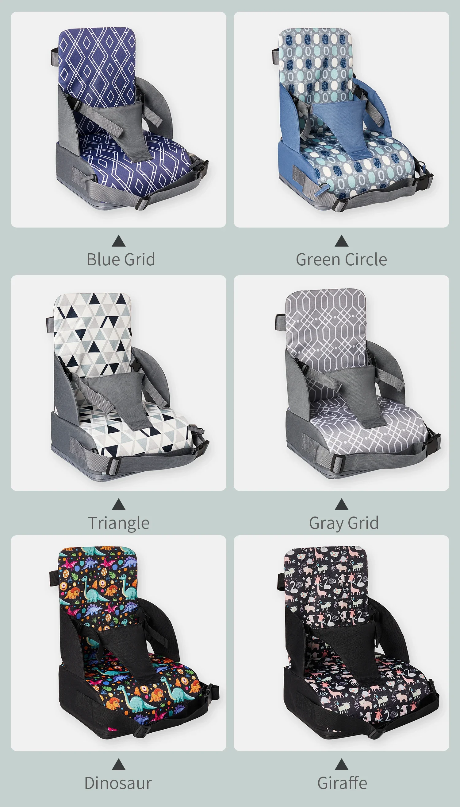 INSULAR Portable Foldable Anti Slip Children's Seat High Cushion Baby Dining Chair High Cushion Children's Travel Supplies