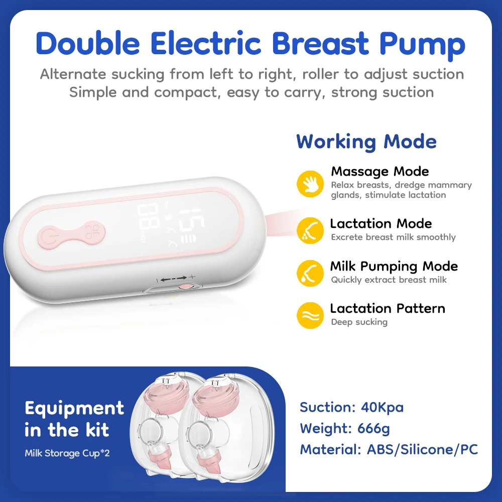 MAMIJOY AV66 Wearable Breast Pump Portable Low Noise Breastfeeding Pump with 4 Modes 15 Levels Double Electric Breast Milk Pump