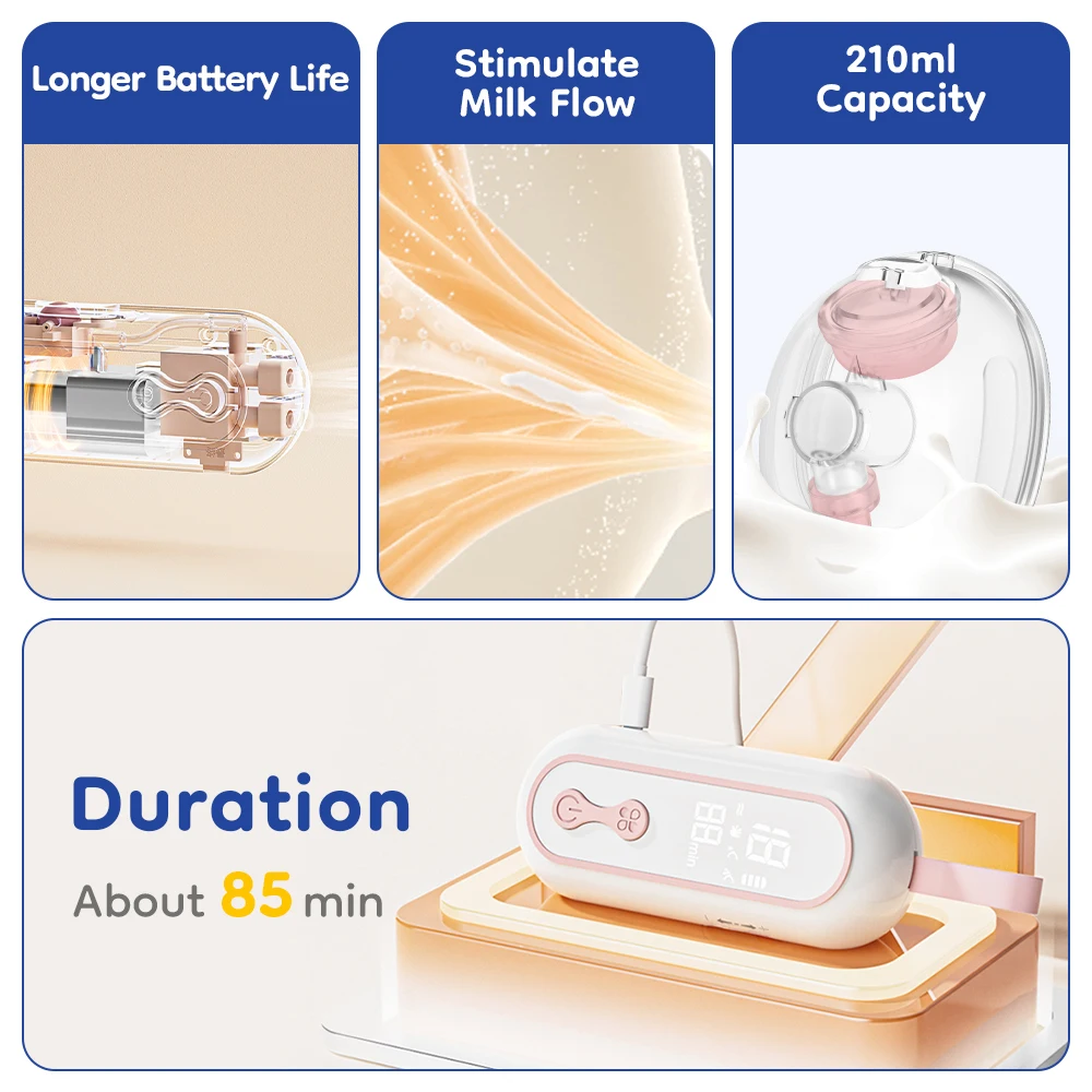 MAMIJOY AV66 Wearable Breast Pump Portable Low Noise Breastfeeding Pump with 4 Modes 15 Levels Double Electric Breast Milk Pump