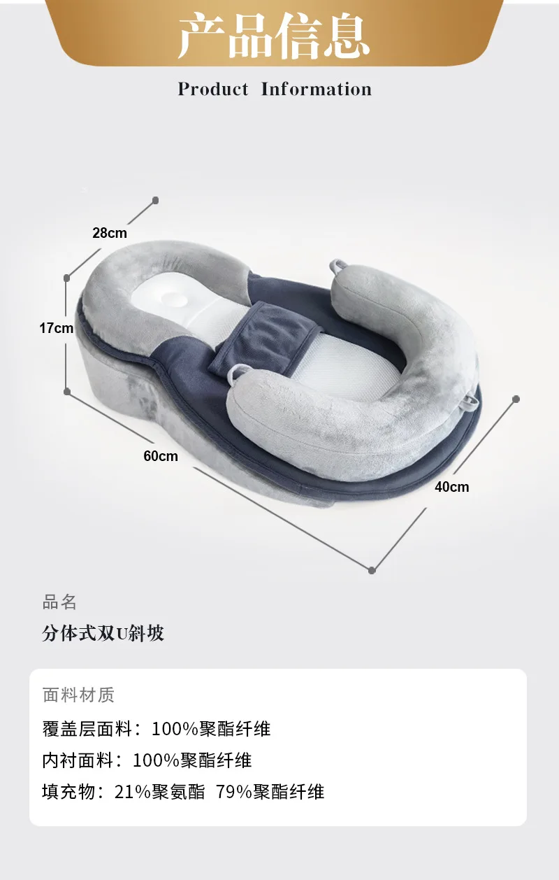 Baby Ramp Pillow, Seat Cushion, Wedge Pillow, Anti-Reflux Support, Newborn Nursing Pillow, Infant Anti-Spit-Up Pillow