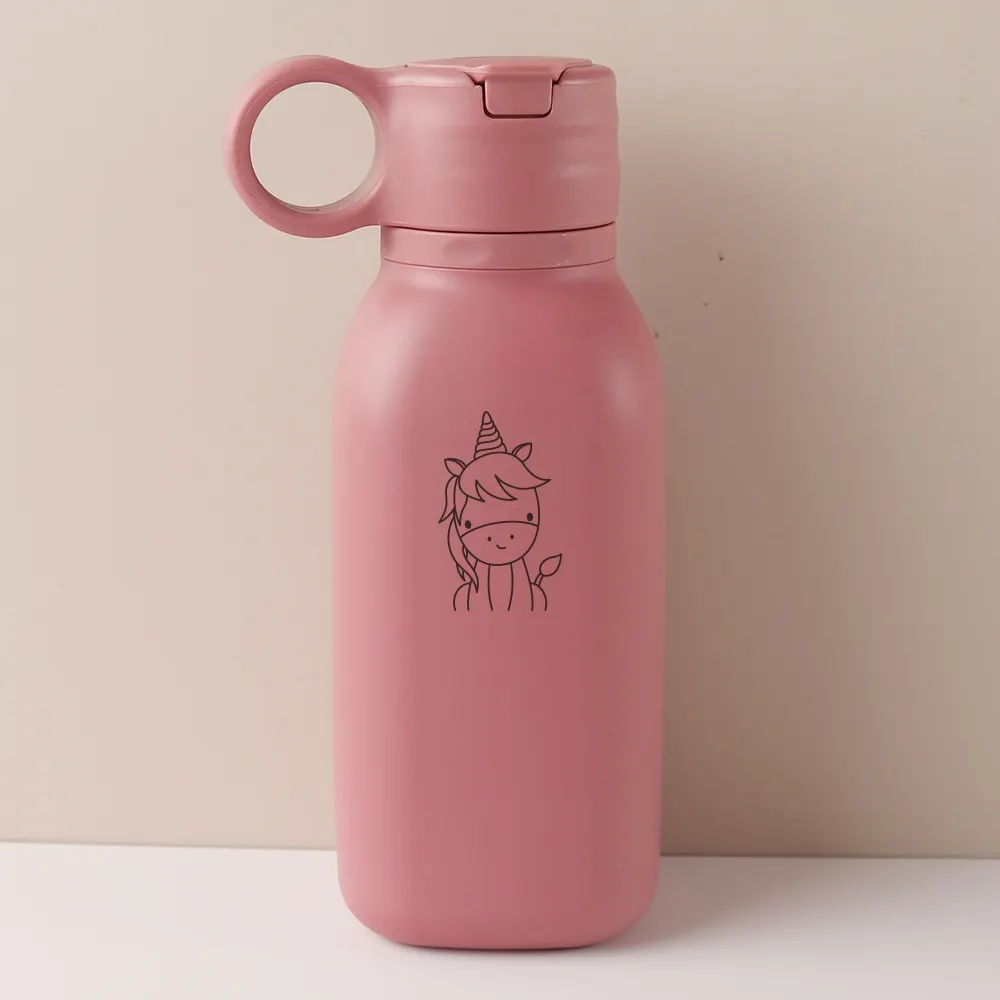 450ML Custom Name Silicone Straw Cup, Personalized Cartoon Pattern Water Bottle, Leakproof Sports Water Bottle for Kids Adults