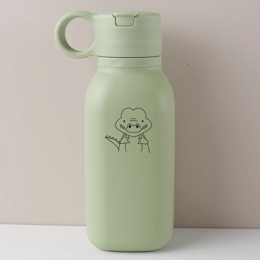 450ML Custom Name Silicone Straw Cup, Personalized Cartoon Pattern Water Bottle, Leakproof Sports Water Bottle for Kids Adults