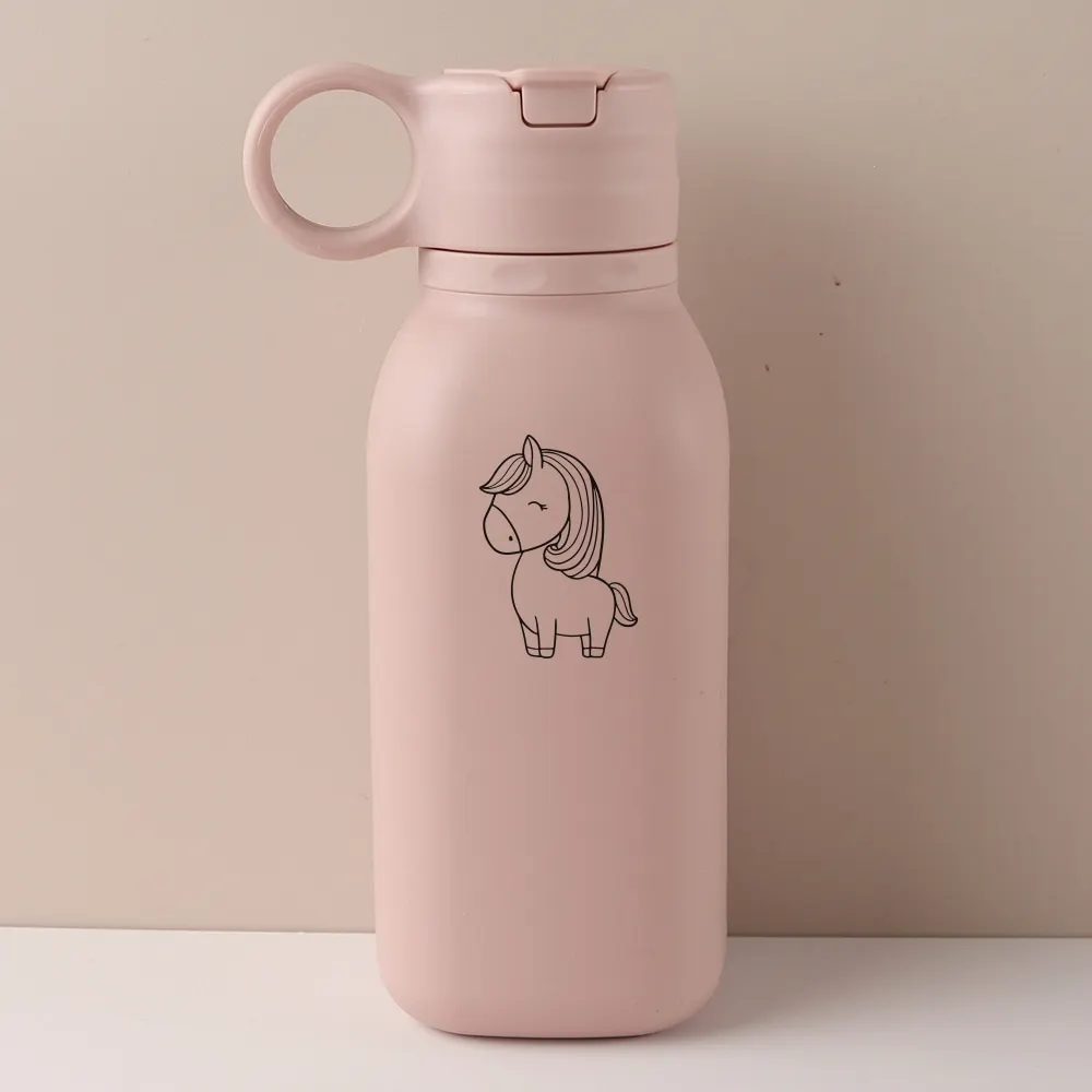 450ML Custom Name Silicone Straw Cup, Personalized Cartoon Pattern Water Bottle, Leakproof Sports Water Bottle for Kids Adults