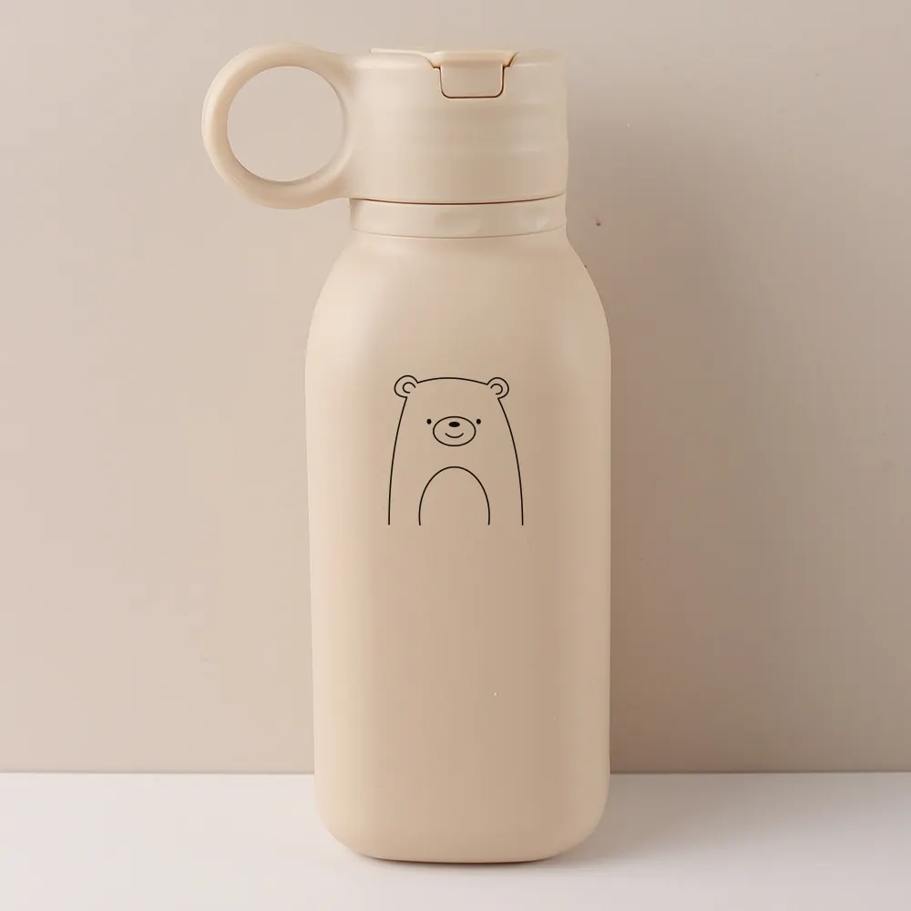 450ML Custom Name Silicone Straw Cup, Personalized Cartoon Pattern Water Bottle, Leakproof Sports Water Bottle for Kids Adults