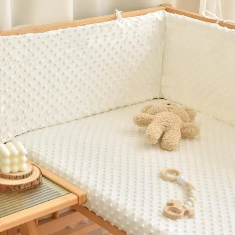 Railing Thicken Bumper Crib around Protector for Baby Room Decor Solid Color Baby Crib Fence Cotton Bed Protection