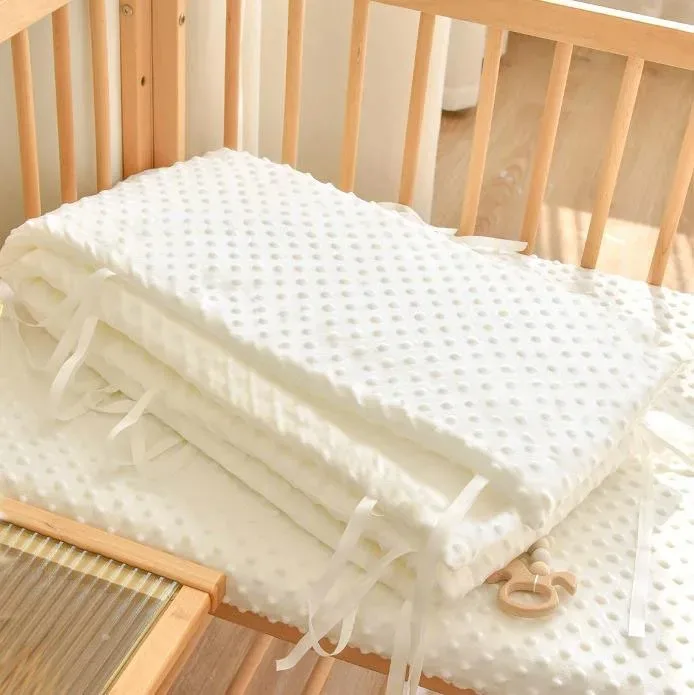 Railing Thicken Bumper Crib around Protector for Baby Room Decor Solid Color Baby Crib Fence Cotton Bed Protection