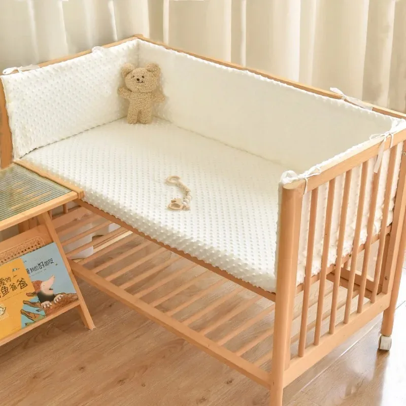 Railing Thicken Bumper Crib around Protector for Baby Room Decor Solid Color Baby Crib Fence Cotton Bed Protection