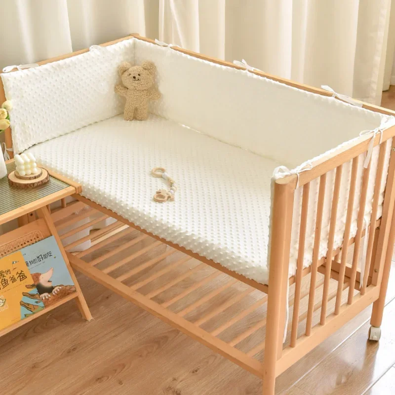 Railing Thicken Bumper Crib around Protector for Baby Room Decor Solid Color Baby Crib Fence Cotton Bed Protection