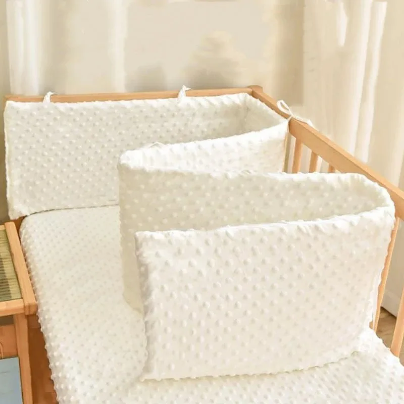 Railing Thicken Bumper Crib around Protector for Baby Room Decor Solid Color Baby Crib Fence Cotton Bed Protection