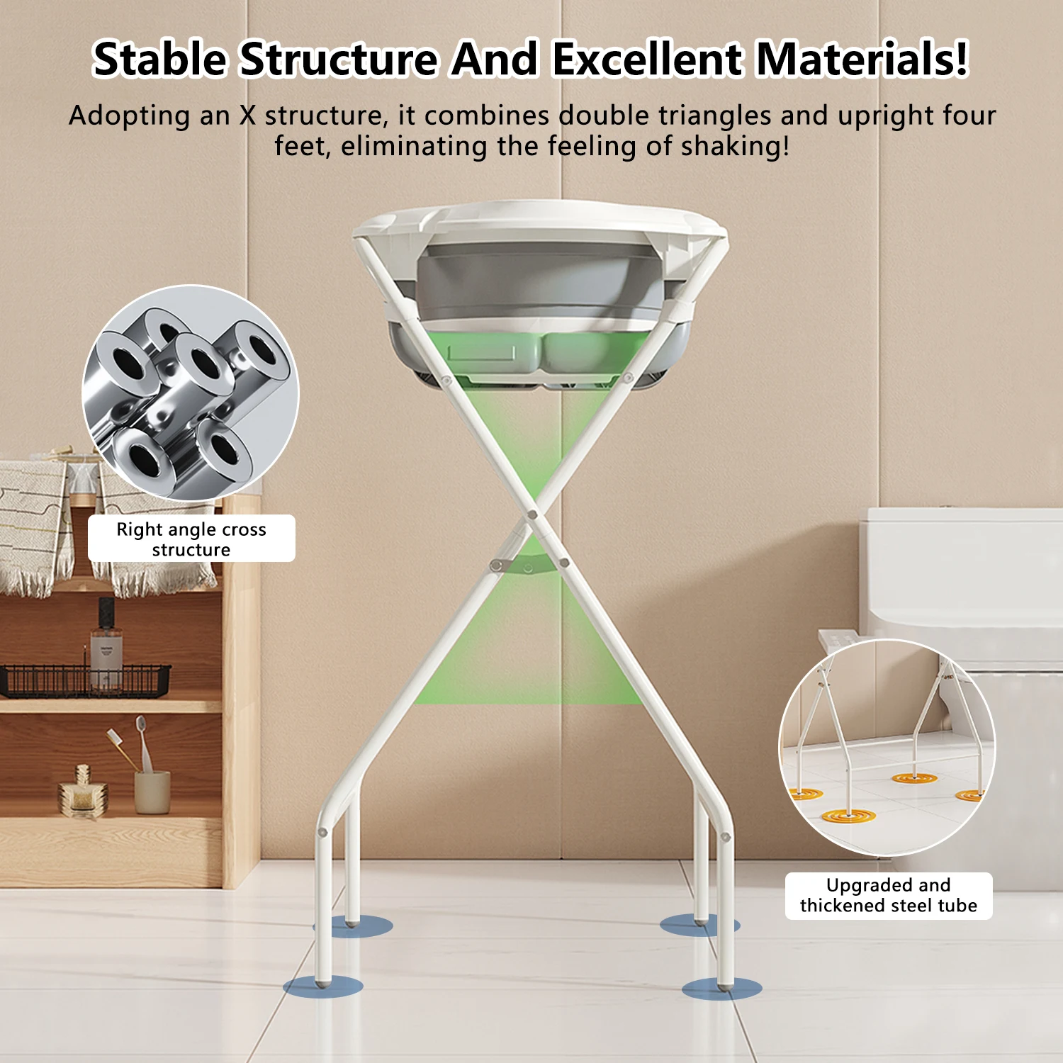 3 in 1 Baby Bath with Stand, Foldable Baby Bath Tub for Newborn to Toddler with Thermometer & Bath Pillow,Multifunctional,Grey