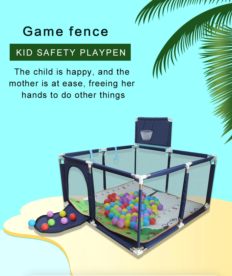 IMBABY Baby Playpen Square Baby Playground with Basketball Board Activities for Baby Large Child corral Safety Barriers Fence