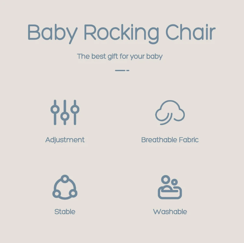 AnGku Baby Rocking Chair Foldable Baby Swing Chair for 0-12 Months Three-speed Height Adjustment Baby Bouncer with Toys