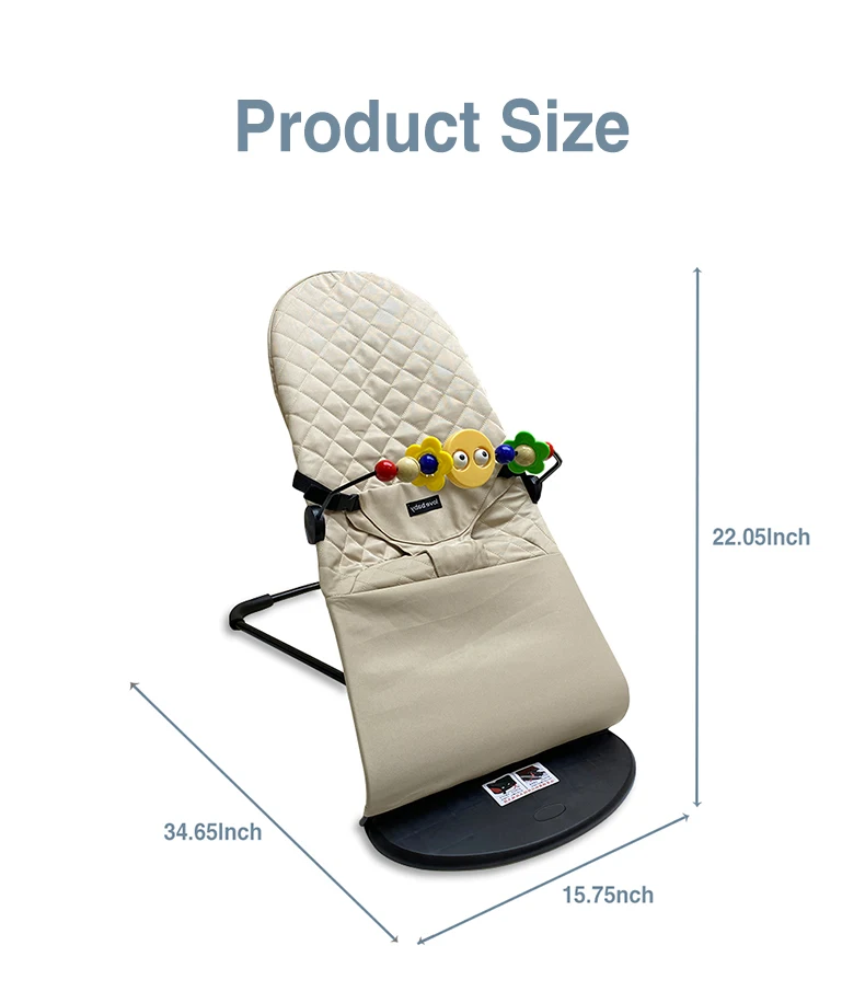 AnGku Baby Rocking Chair Foldable Baby Swing Chair for 0-12 Months Three-speed Height Adjustment Baby Bouncer with Toys