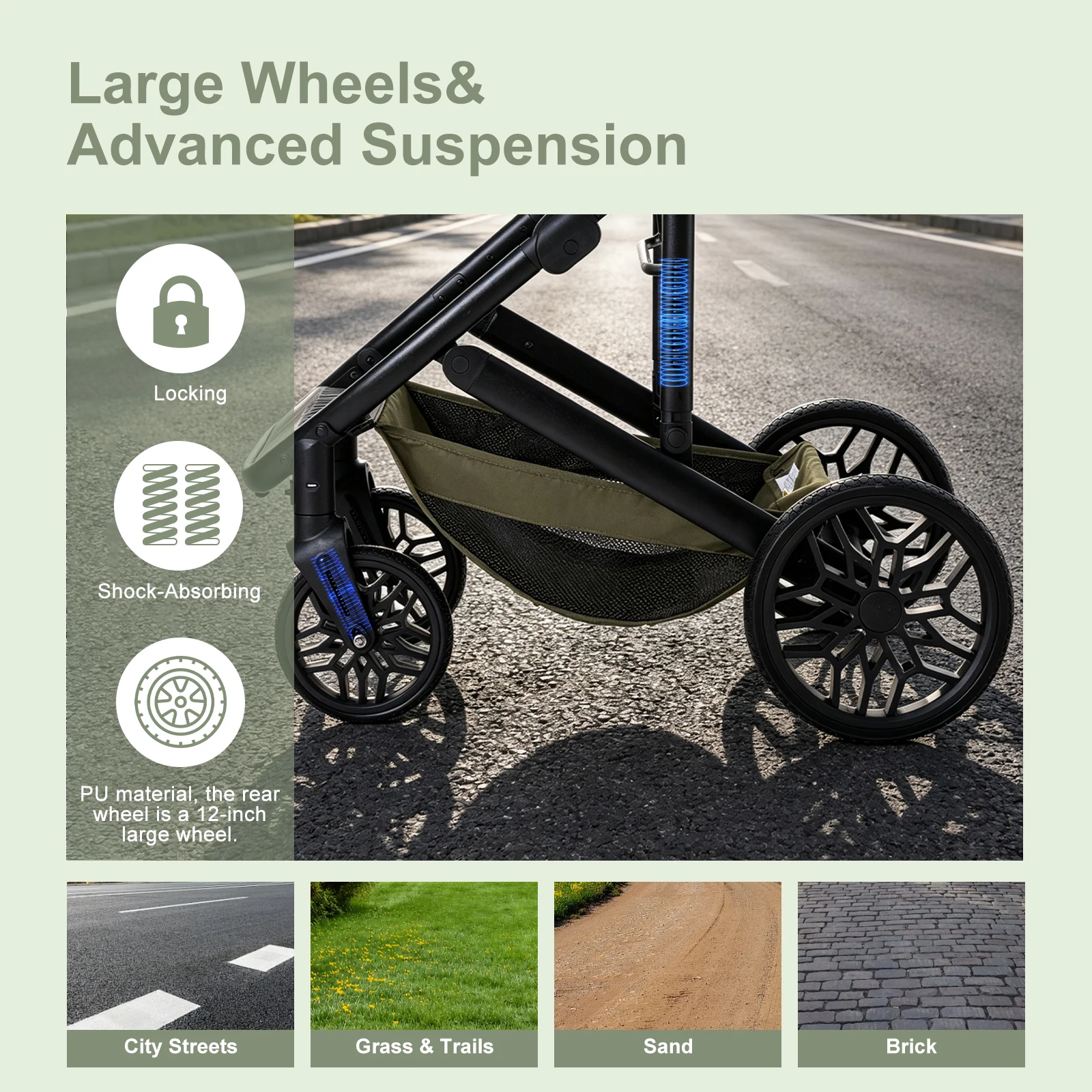 Luxurious 3 in 1 Portable Travel Baby Stroller High Landscape Aluminum Frame Foldable Pram Newborn Infant Four-Wheel Carriage