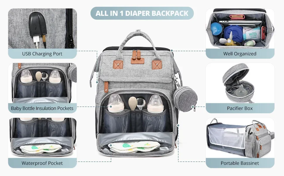 New Baby Nappy Changing Bags Changing Station Portable Baby Bed Travel Bassinet Folding Crib Shade Cloth Changing Pad Waterproof