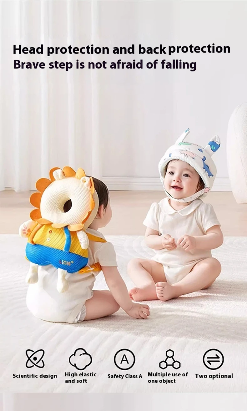 AIBEDILA Cartoon Astronaut Anti-Fall Baby Pad Infant Toddler Head & Back Protector Pillow Safety Protection Cushion for Newborn