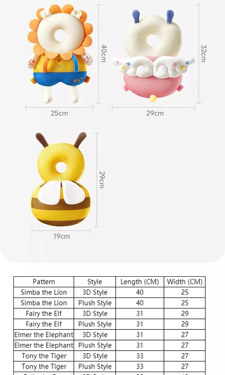 AIBEDILA Cartoon Astronaut Anti-Fall Baby Pad Infant Toddler Head & Back Protector Pillow Safety Protection Cushion for Newborn