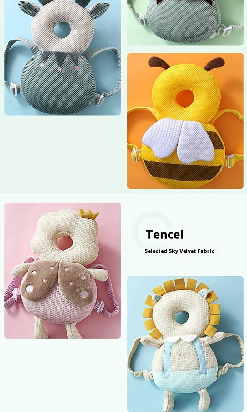 AIBEDILA Cartoon Astronaut Anti-Fall Baby Pad Infant Toddler Head & Back Protector Pillow Safety Protection Cushion for Newborn