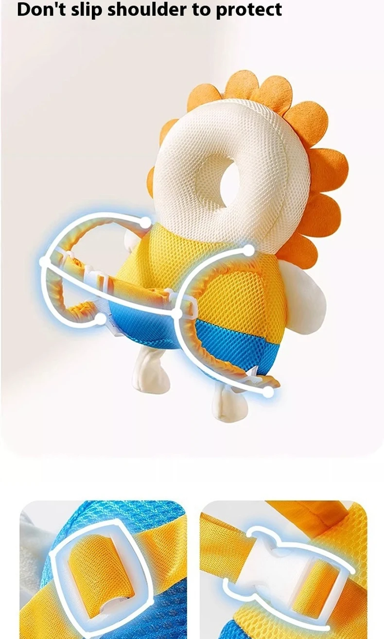 AIBEDILA Cartoon Astronaut Anti-Fall Baby Pad Infant Toddler Head & Back Protector Pillow Safety Protection Cushion for Newborn