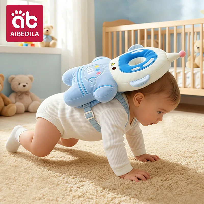 AIBEDILA Cartoon Astronaut Anti-Fall Baby Pad Infant Toddler Head & Back Protector Pillow Safety Protection Cushion for Newborn