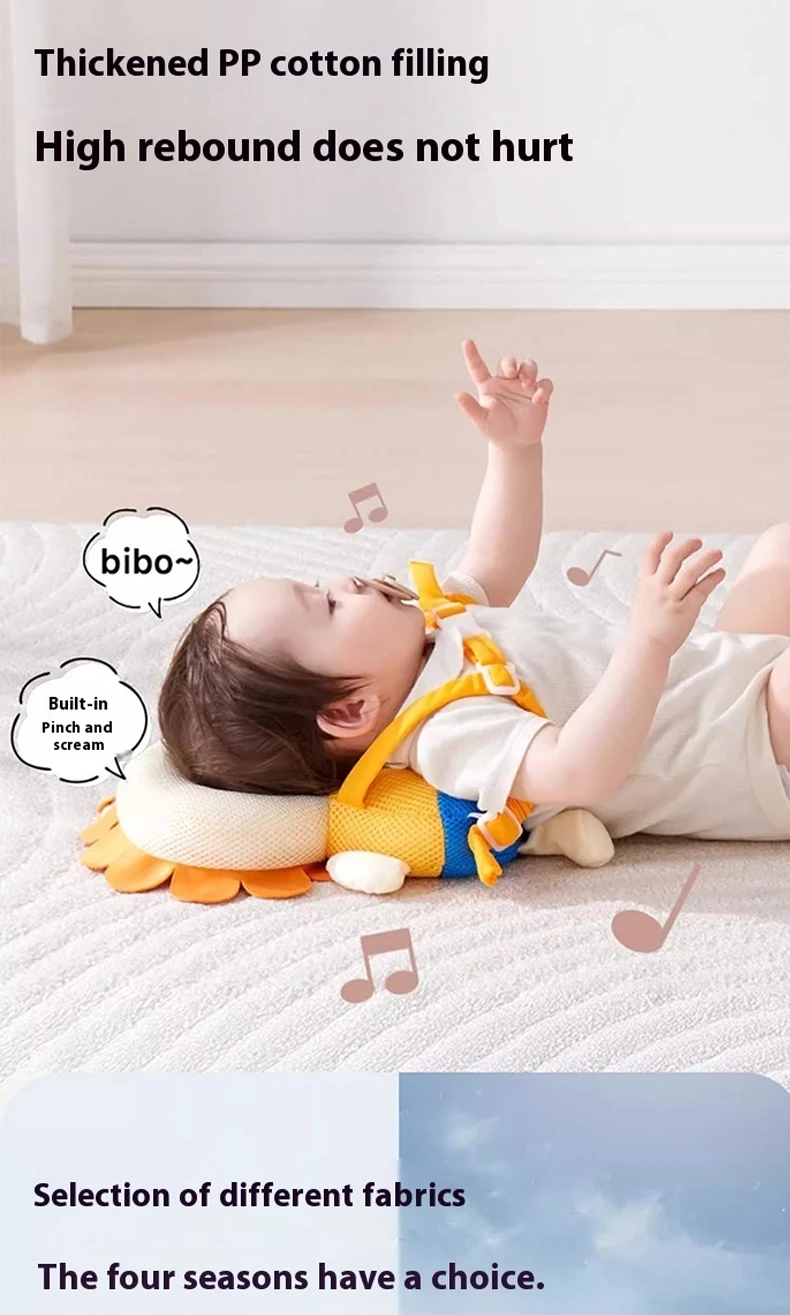 AIBEDILA Cartoon Astronaut Anti-Fall Baby Pad Infant Toddler Head & Back Protector Pillow Safety Protection Cushion for Newborn