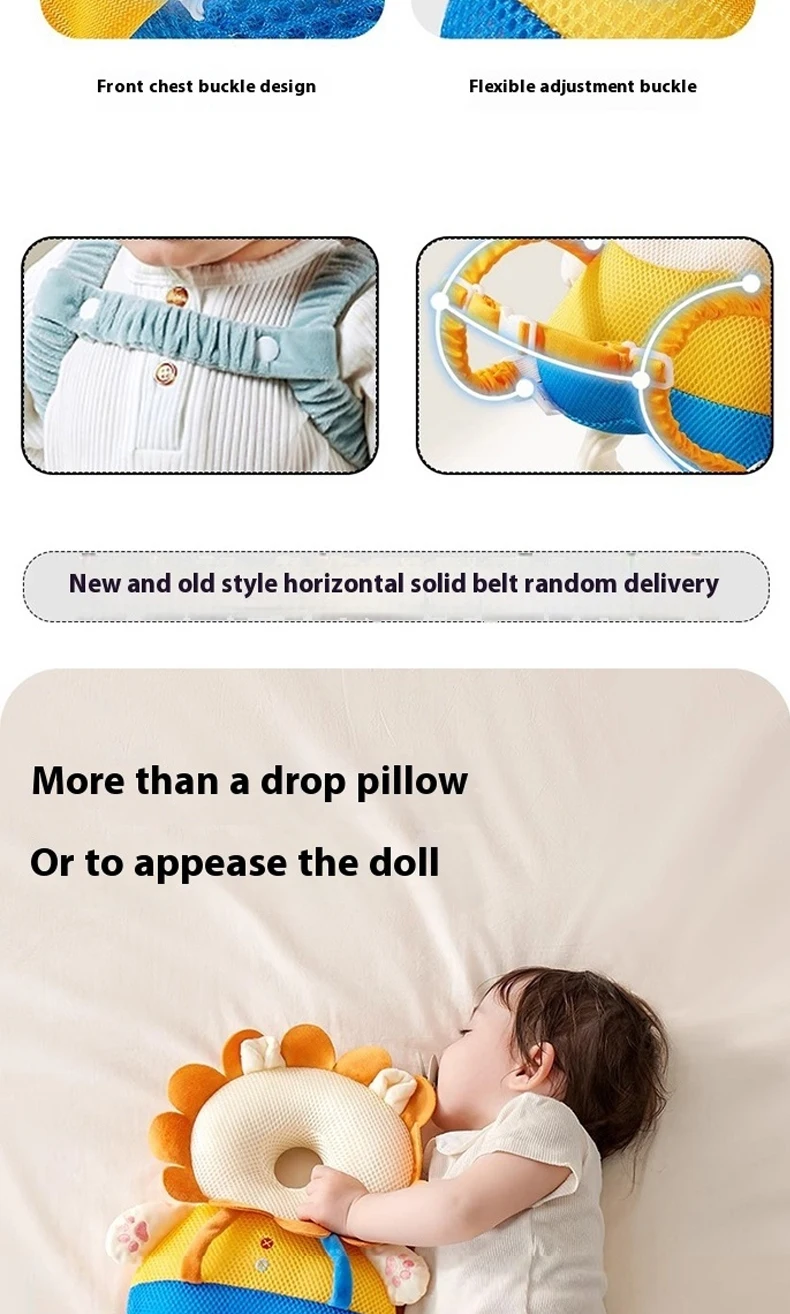 AIBEDILA Cartoon Astronaut Anti-Fall Baby Pad Infant Toddler Head & Back Protector Pillow Safety Protection Cushion for Newborn
