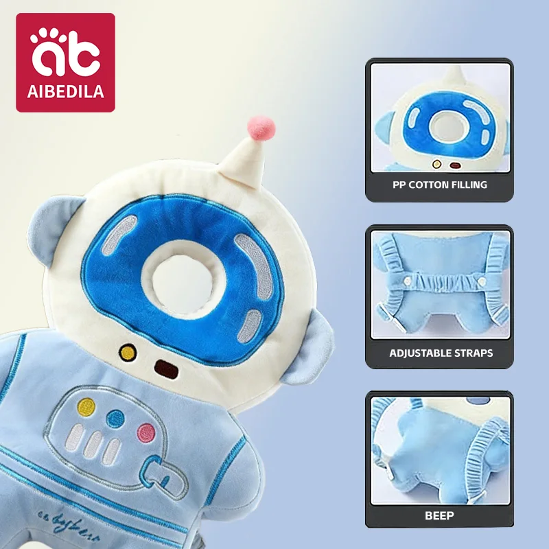 AIBEDILA Cartoon Astronaut Anti-Fall Baby Pad Infant Toddler Head & Back Protector Pillow Safety Protection Cushion for Newborn