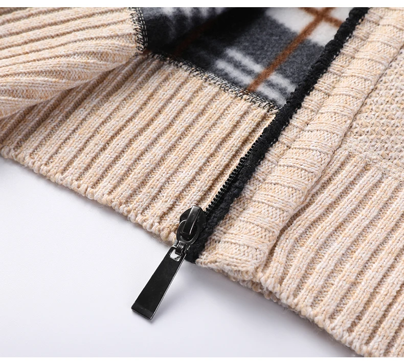 Men's Stand-up Collar Knit Sweater Autumn Winter New Cardigan Tops Korean Slim Solid Color Sweatercoat Jacket