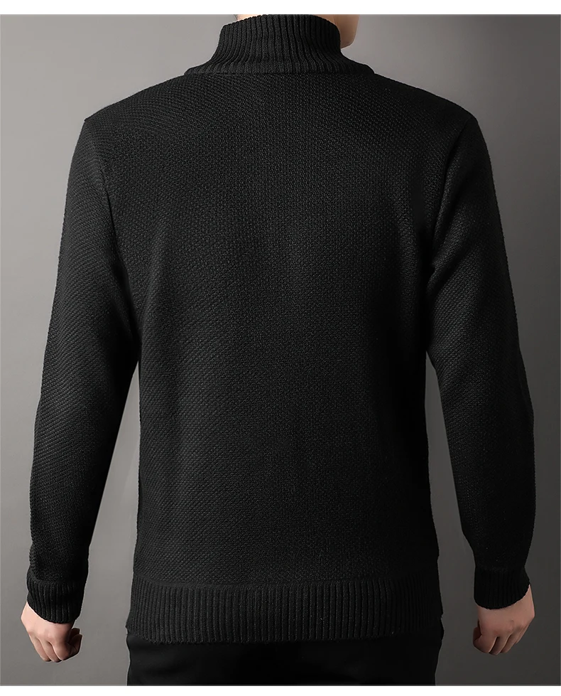 Men's Stand-up Collar Knit Sweater Autumn Winter New Cardigan Tops Korean Slim Solid Color Sweatercoat Jacket