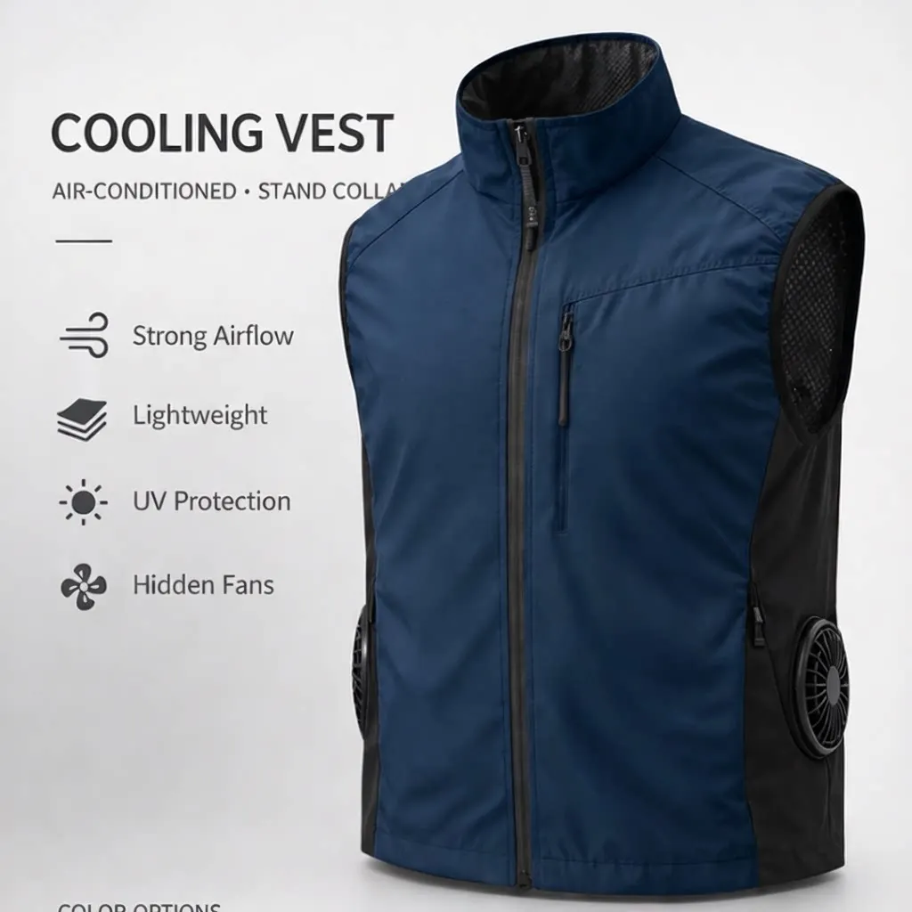 New Side Dual Fan Air Conditioning Vest Summer Outdoor Work Fishing Heatstroke Prevention Cooling Waistcoat（Excluding Power Bank