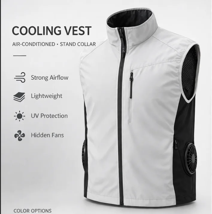 New Side Dual Fan Air Conditioning Vest Summer Outdoor Work Fishing Heatstroke Prevention Cooling Waistcoat（Excluding Power Bank