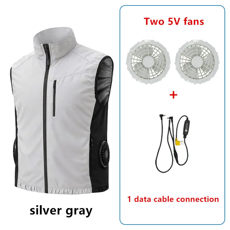 New Side Dual Fan Air Conditioning Vest Summer Outdoor Work Fishing Heatstroke Prevention Cooling Waistcoat（Excluding Power Bank