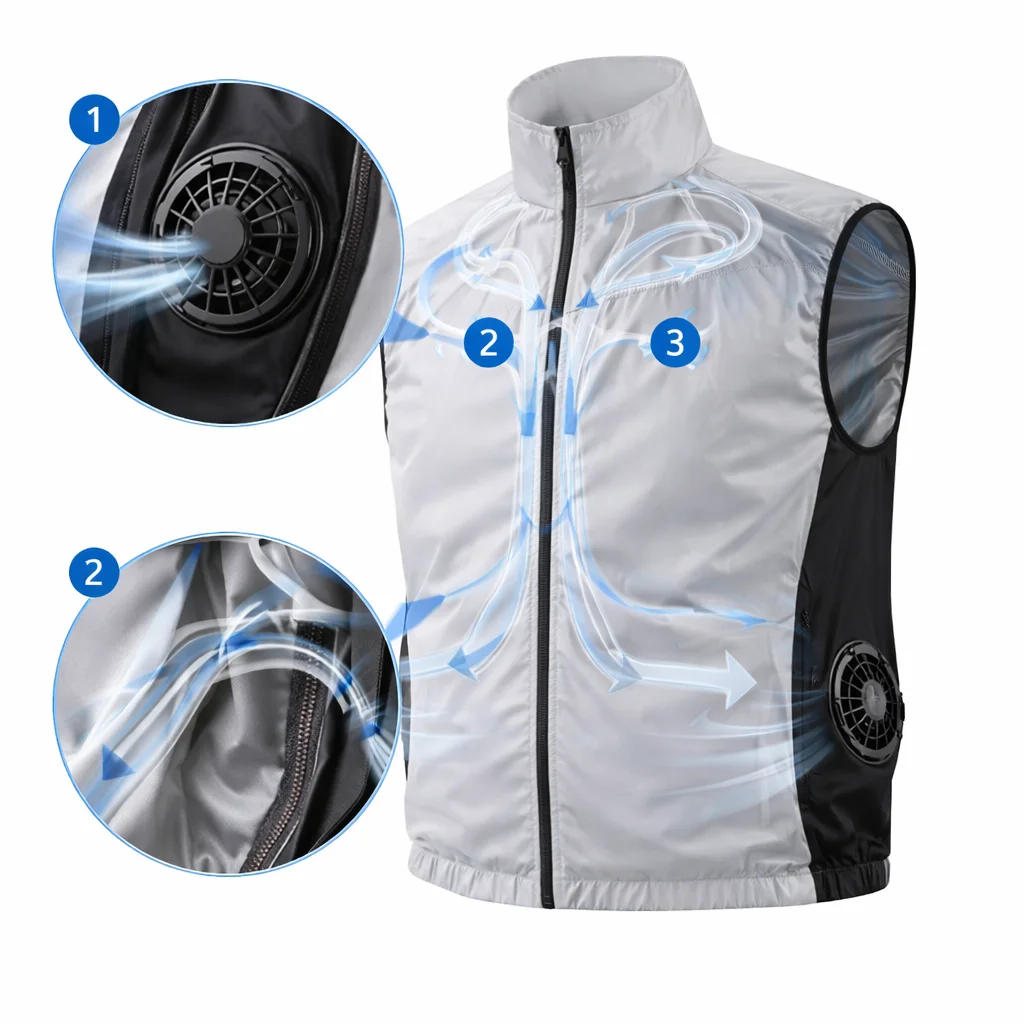 New Side Dual Fan Air Conditioning Vest Summer Outdoor Work Fishing Heatstroke Prevention Cooling Waistcoat（Excluding Power Bank