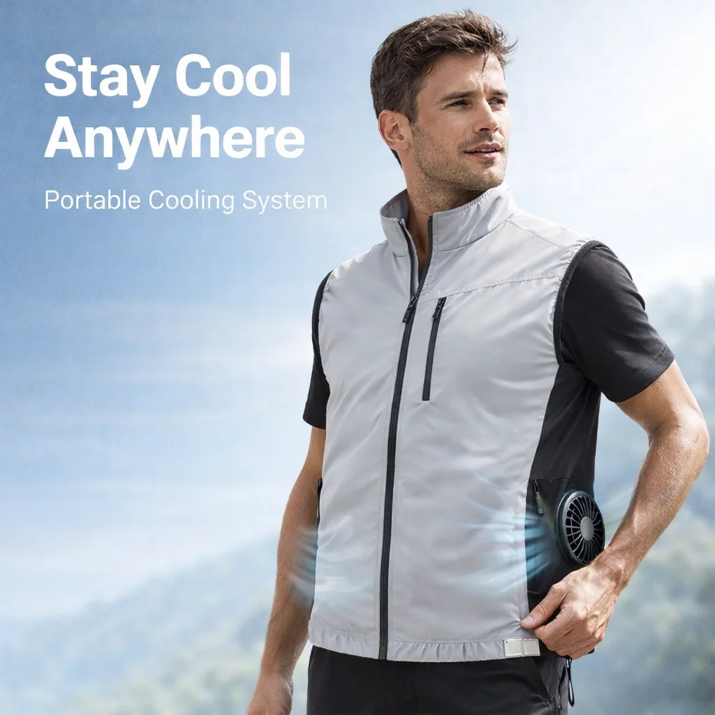 New Side Dual Fan Air Conditioning Vest Summer Outdoor Work Fishing Heatstroke Prevention Cooling Waistcoat（Excluding Power Bank