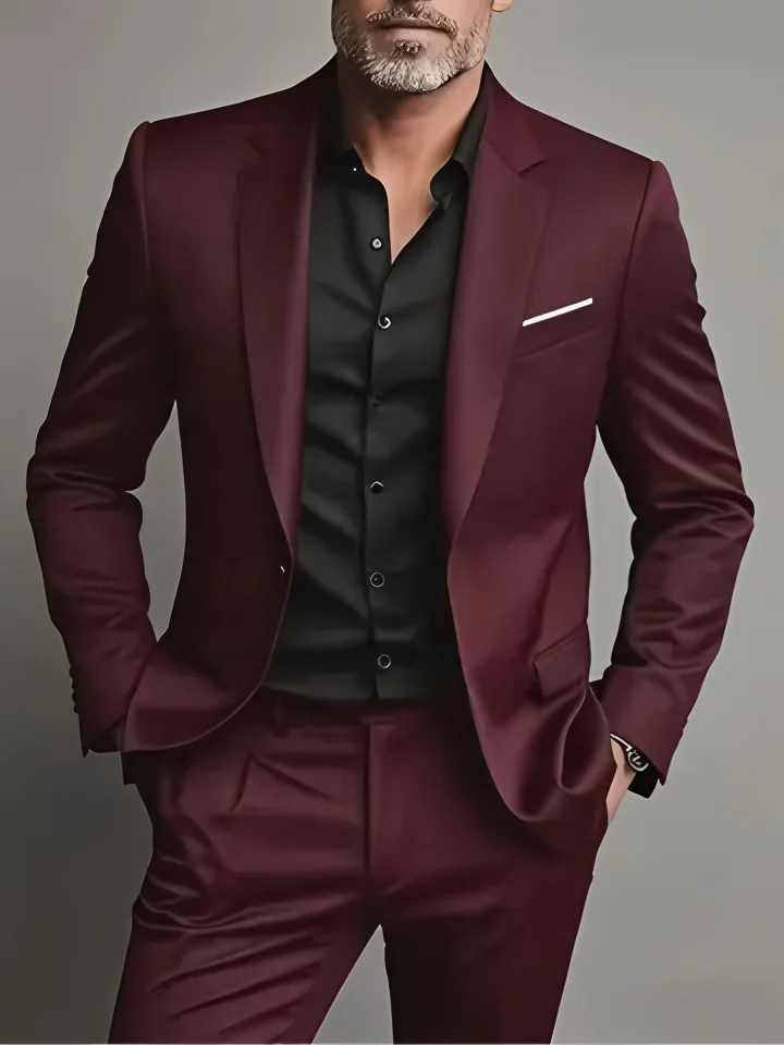 Elegant Men's Suit Sets- Slim Fit Tuxedo Set for Weddings & Formal Occasions, Black Suit