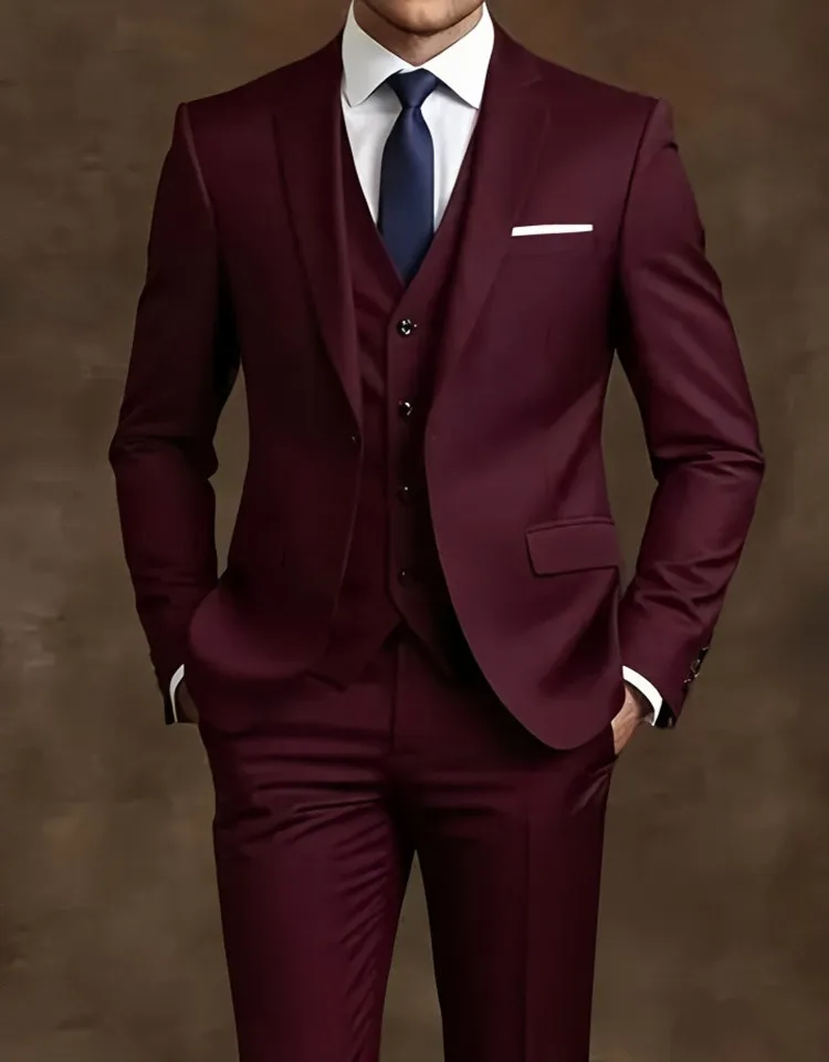 Elegant Men's Suit Sets- Slim Fit Tuxedo Set for Weddings & Formal Occasions, Black Suit