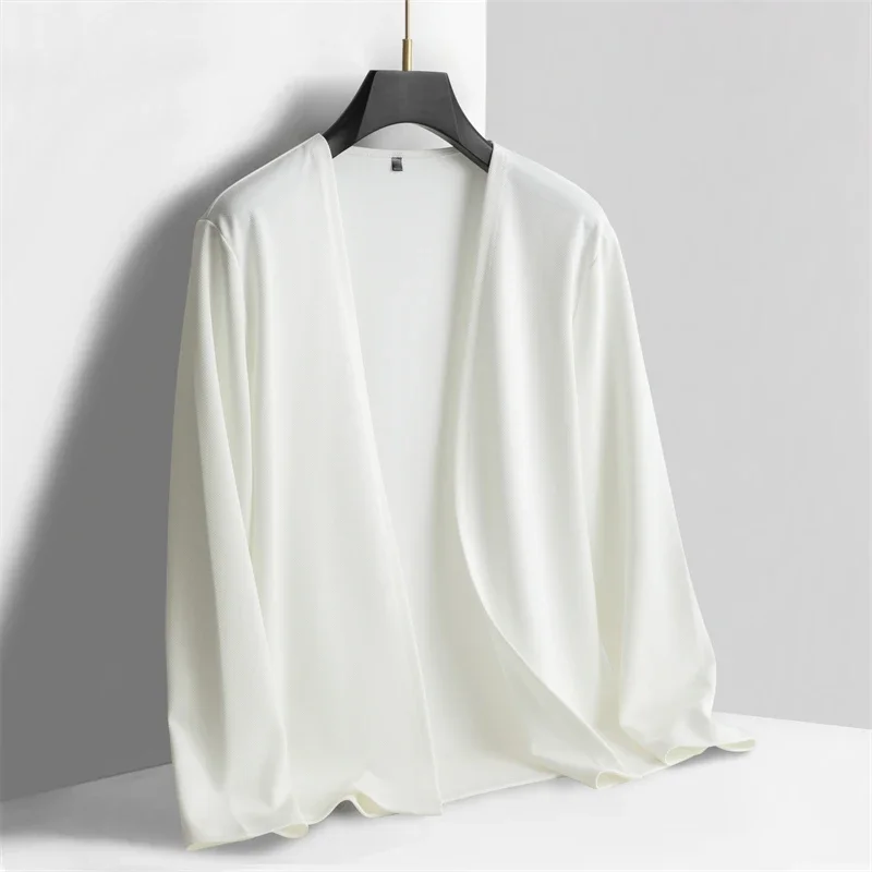 New Men's Casual Solid Color Long Sleeved Cardigan Cloak Spring and Autumn Fashionable Comfortable Top