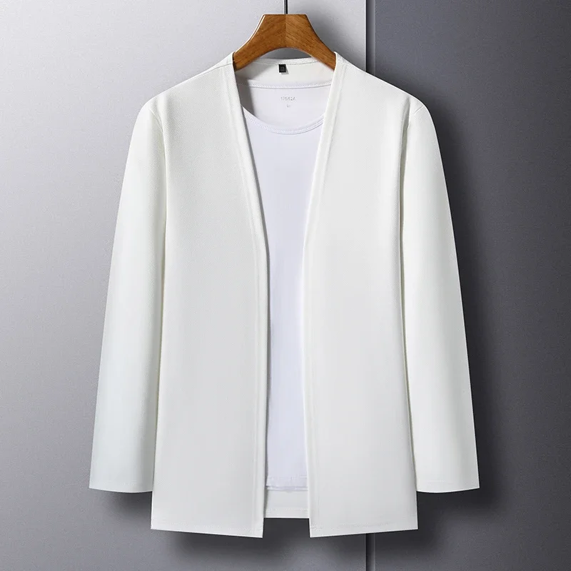 New Men's Casual Solid Color Long Sleeved Cardigan Cloak Spring and Autumn Fashionable Comfortable Top