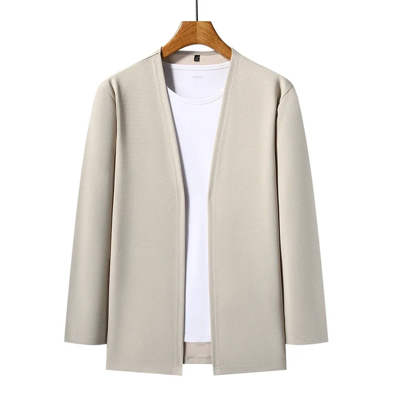 New Men's Casual Solid Color Long Sleeved Cardigan Cloak Spring and Autumn Fashionable Comfortable Top