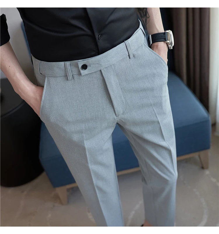 Men Suit Pant Autumn Elastic Waist Solid Slim Fit Dress Pants Business Casual Office Social Trouser Plus Size 40 38 Men Clothing