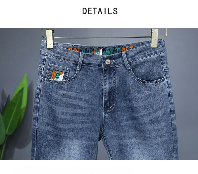 Summer New Men's Embroidered Denim Shorts Fashion Straight Slim Personality Streetwear Jeans Male Bermuda Male Short Pants
