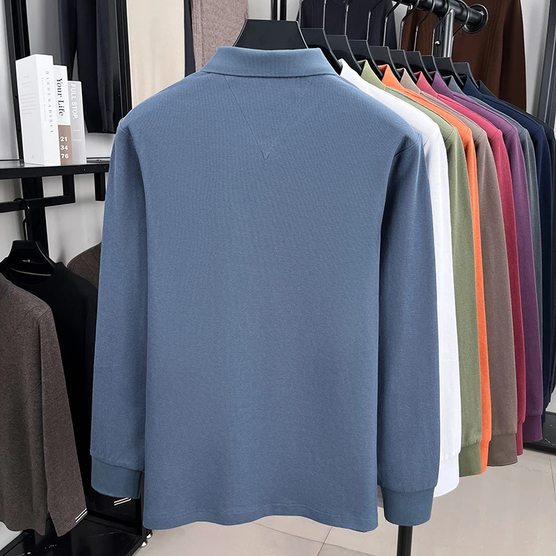 100% pure cotton autumn and winter men's fashion sports brand embroidered pony long sleeved POLO shirt business casual T-shirt