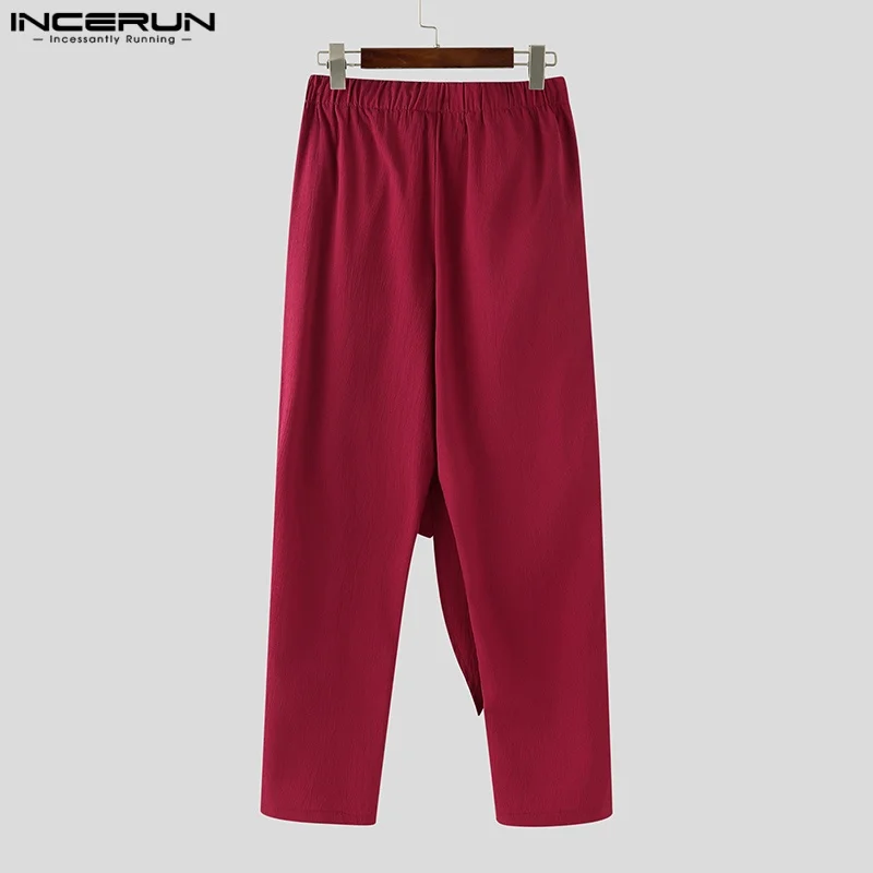 Fashion INCERUN Summer Spring Men Casual Pants Harem Pant Pleated Long Trousers Streetwear Oversize Men's Clothing S-5XL