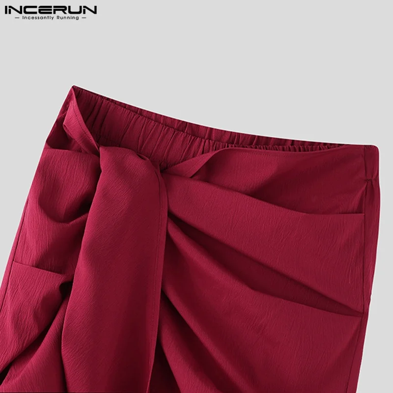 Fashion INCERUN Summer Spring Men Casual Pants Harem Pant Pleated Long Trousers Streetwear Oversize Men's Clothing S-5XL