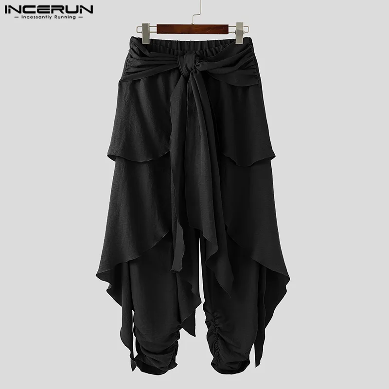 Fashion INCERUN Summer Spring Men Casual Pants Harem Pant Pleated Long Trousers Streetwear Oversize Men's Clothing S-5XL