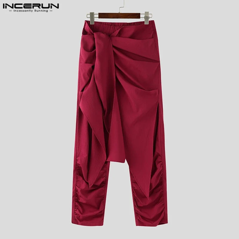 Fashion INCERUN Summer Spring Men Casual Pants Harem Pant Pleated Long Trousers Streetwear Oversize Men's Clothing S-5XL