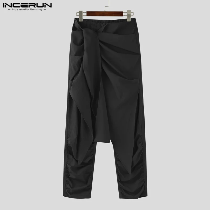 Fashion INCERUN Summer Spring Men Casual Pants Harem Pant Pleated Long Trousers Streetwear Oversize Men's Clothing S-5XL