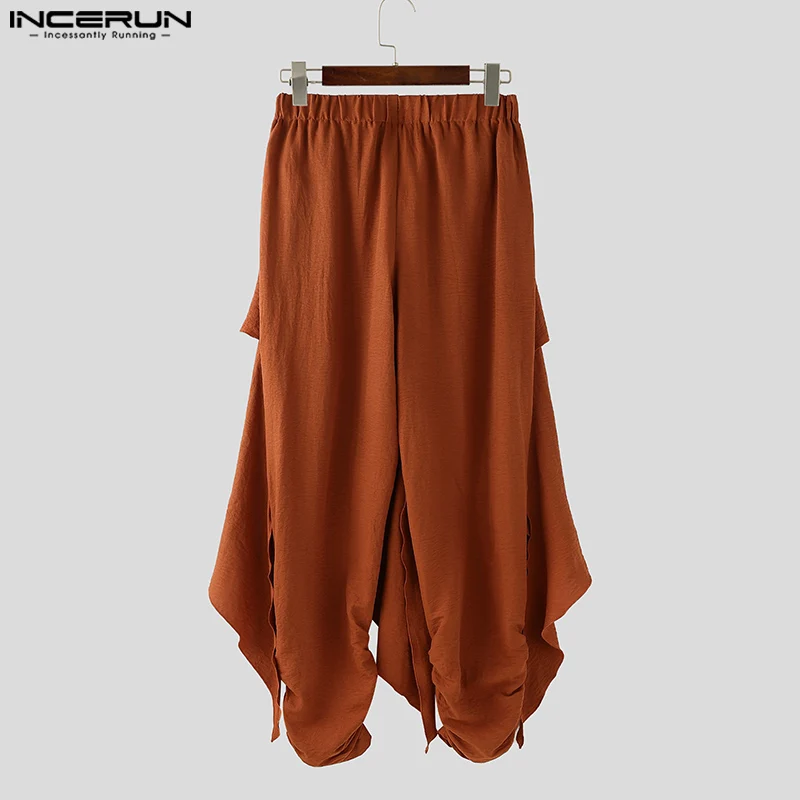 Fashion INCERUN Summer Spring Men Casual Pants Harem Pant Pleated Long Trousers Streetwear Oversize Men's Clothing S-5XL