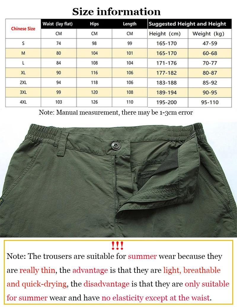 Summer Men's Quick Drying Pants Sports Outdoor Mountaineering Waterproof Large Size Multi Pocket Workwear Trousers